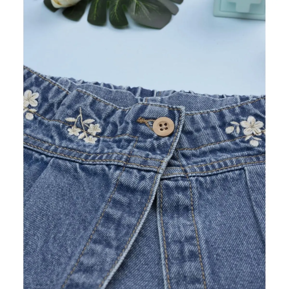 Falda-pantalón denim niña con flores*Prenatal Online