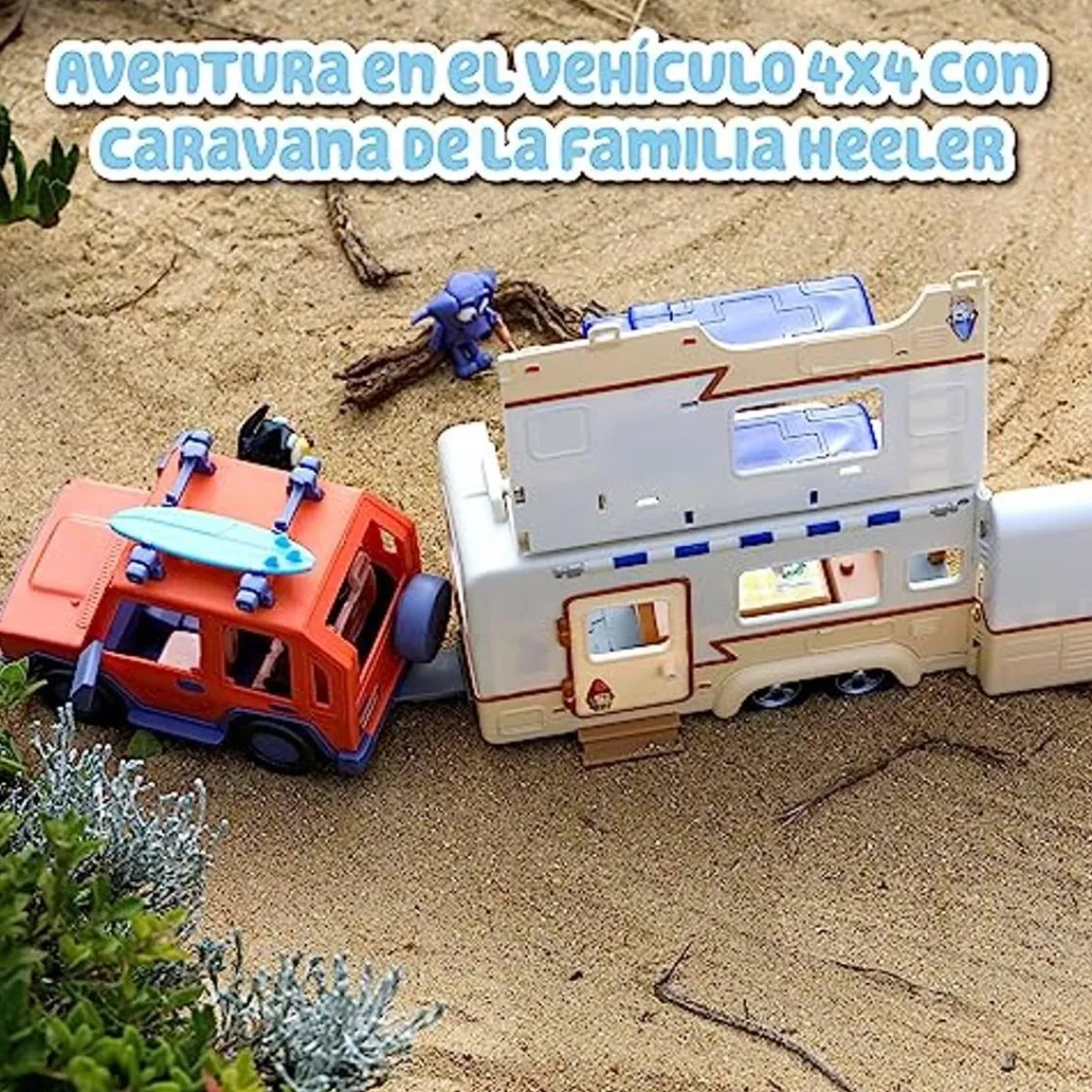 Outlet - Bluey - Vehículo de vacaciones con tablas de surf y figurita articulada ㅤ Coleccionables Y Mini Mundos