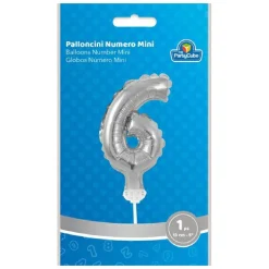 Globo aluminio plateado número 6*TOYS "R" US New