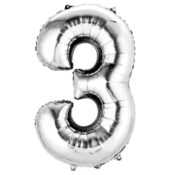 Clearance Globo Forma Número 3 Plateado Artículos De Fiesta Y Regalos