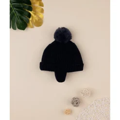 Gorro de lana con pompón de pelo*Prenatal New