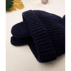 Gorro de lana con pompón de pelo*Prenatal New