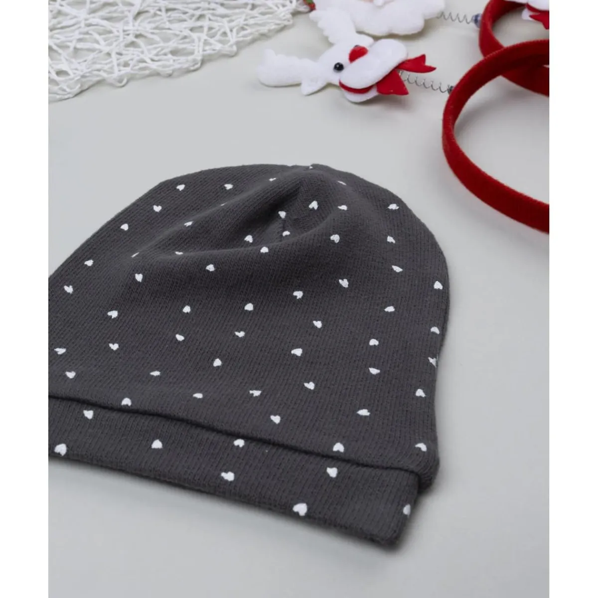 Clearance Gorro niña gris con corazones Primeras Salidas·Gorros, Viseras Y Manoplas|Recién Nacido·Primeras Salidas