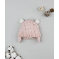 Gorro tricot rosa para niña con orejas*Prenatal Discount