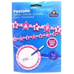 Clearance Guirnalda rosa personalizable Happy Birthday Artículos De Fiesta Y Regalos