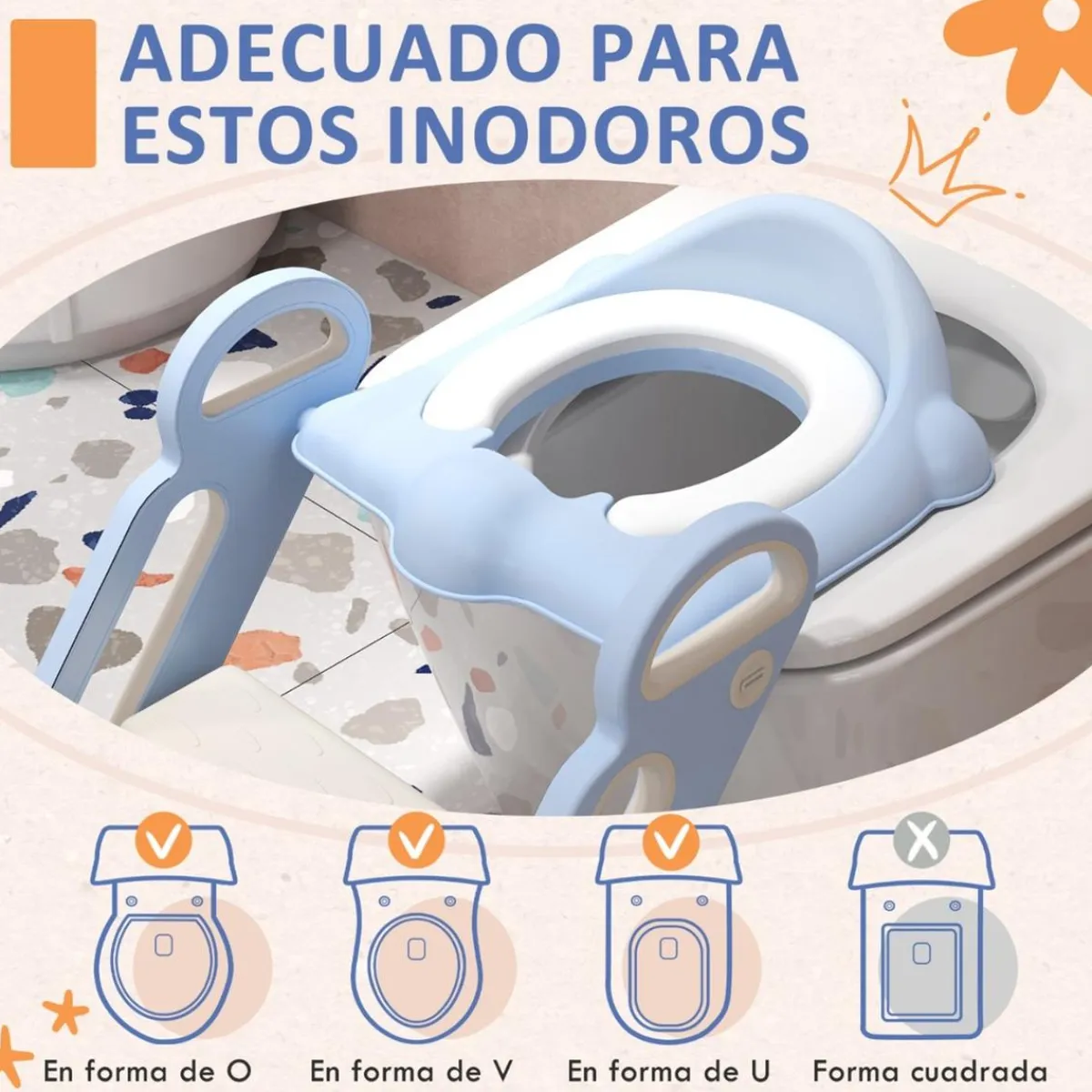 - Adaptador WC plegable Azul y Blanco*Homcom Hot