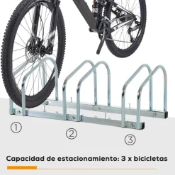 - Aparcamiento para 3 bicicletas Plata*Homcom Discount