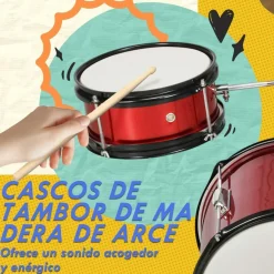 New Homcom - Batería con taburete Rojo Música|Electrónicos