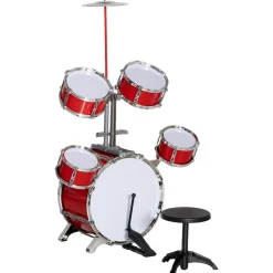 Outlet Homcom - Batería infantil 6 piezas con taburete Rojo Música|Electrónicos
