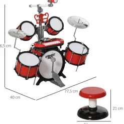 Hot - Batería infantil con teclado y taburete Electrónicos|Música