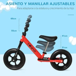 Online - Bicicleta de equilibrio regulable sin pedales roja Motos Y Triciclos