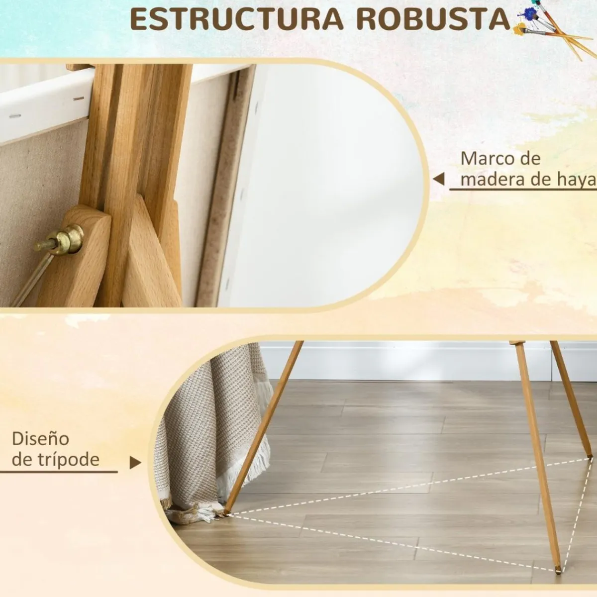 Homcom - Caballete de pintura plegable de madera Arte Y Manualidades