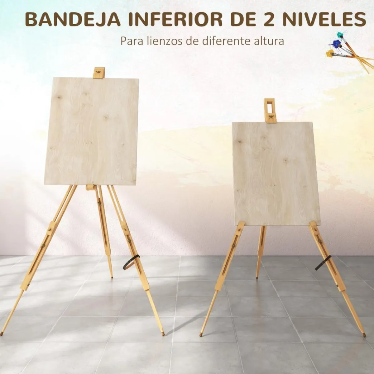 Homcom - Caballete de pintura plegable de madera Arte Y Manualidades