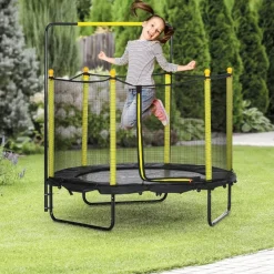 Hot - Cama elástica con red de seguridad Ø110 cm negro Camas Elásticas