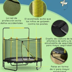 Hot - Cama elástica con red de seguridad Ø110 cm negro Camas Elásticas