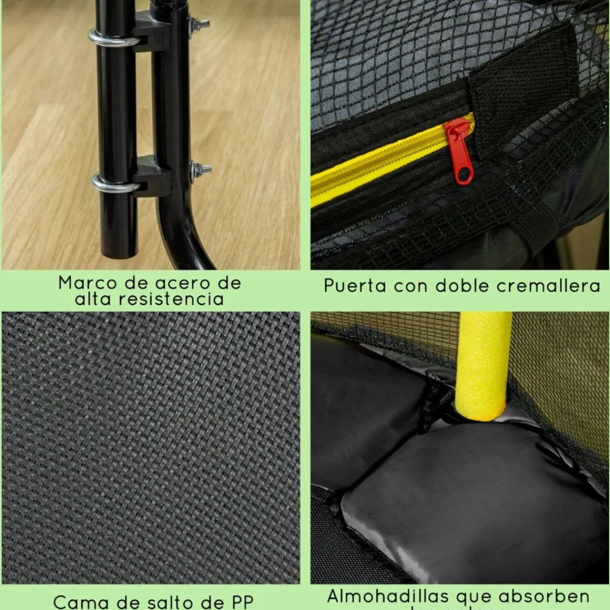 Hot - Cama elástica con red de seguridad Ø110 cm negro Camas Elásticas