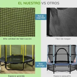 Hot - Cama elástica con red de seguridad Ø110 cm negro Camas Elásticas