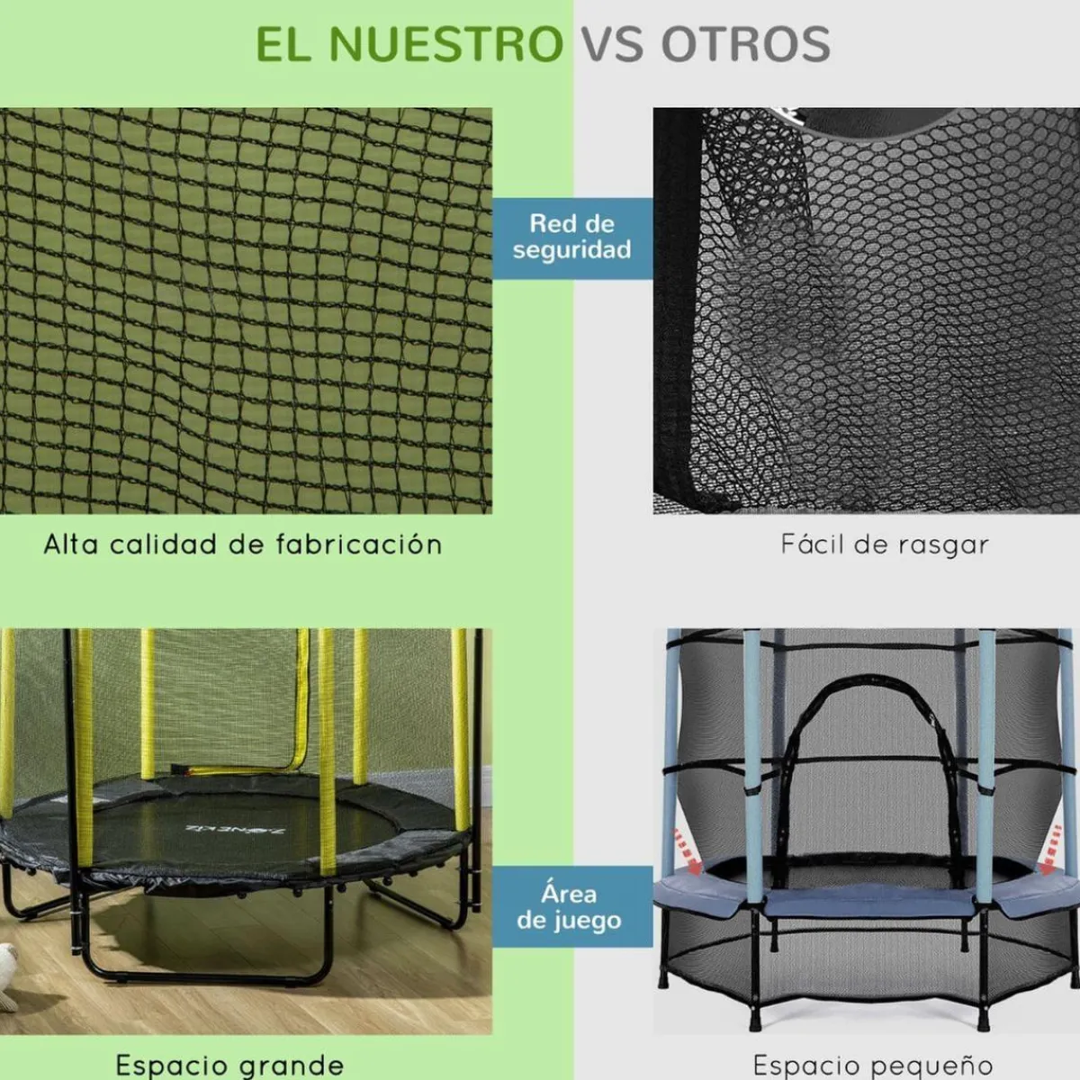 Hot - Cama elástica con red de seguridad Ø110 cm negro Camas Elásticas