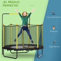 Hot - Cama elástica con red de seguridad Ø110 cm negro Camas Elásticas