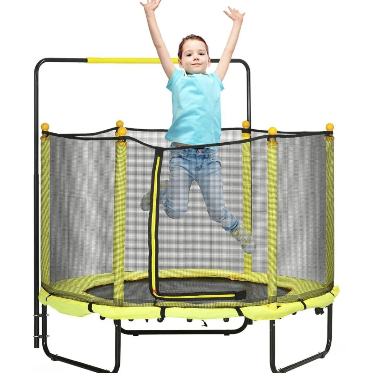 - Cama elástica con red de seguridad Ø110 cm amarillo*Homcom Best