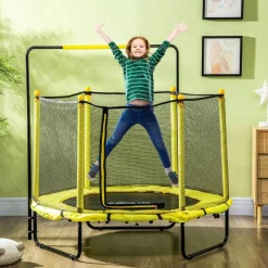 - Cama elástica con red de seguridad Ø110 cm amarillo*Homcom Best