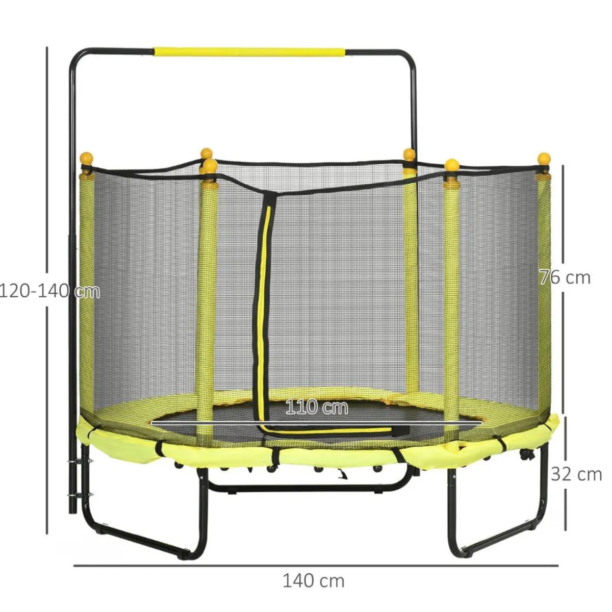 - Cama elástica con red de seguridad Ø110 cm amarillo*Homcom Best