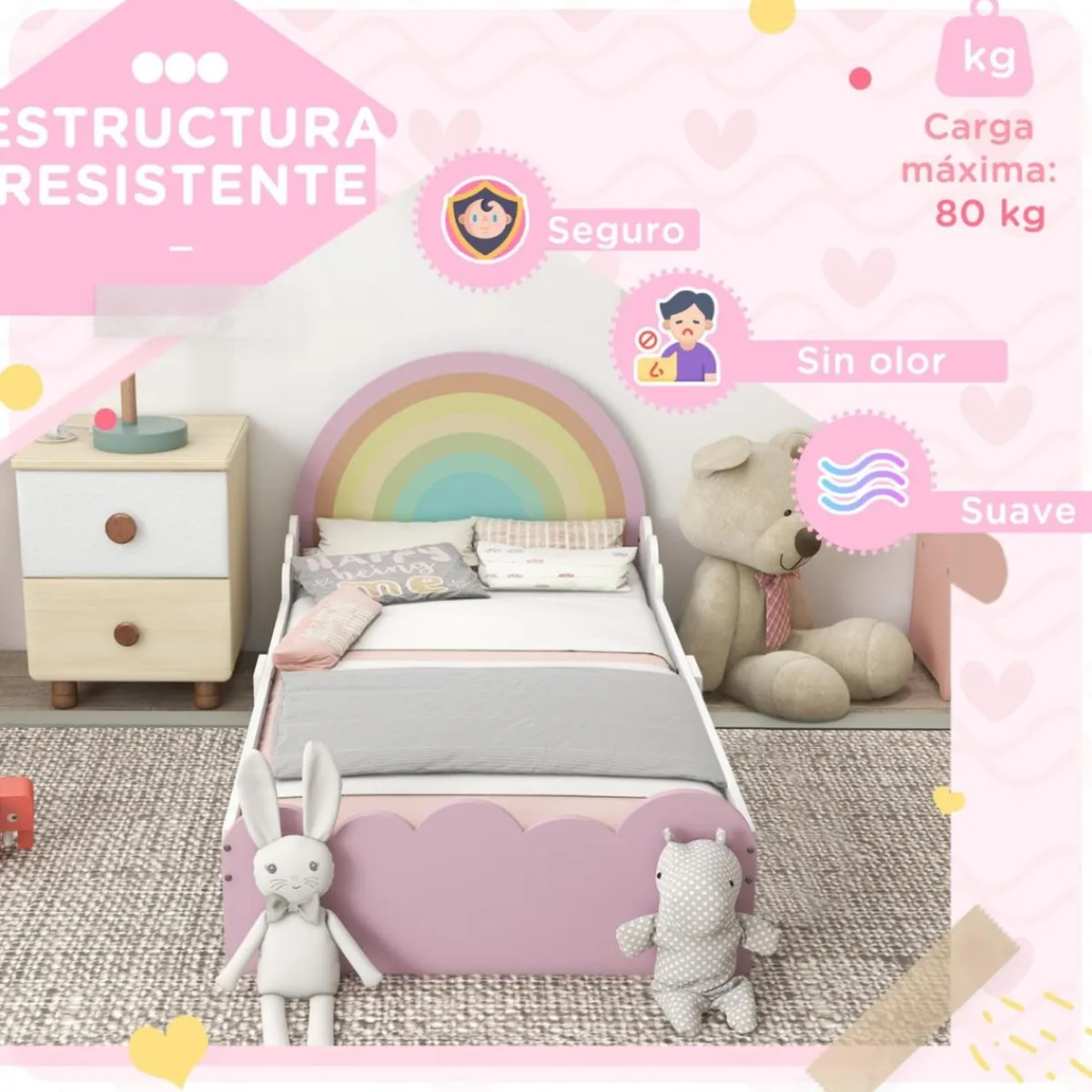 Online - Cama infantil arcoíris Rosa Estilo De Vida