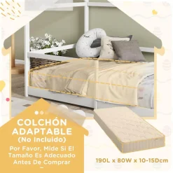 Discount Homcom - Cama infantil en forma de casa Blanco Estilo De Vida