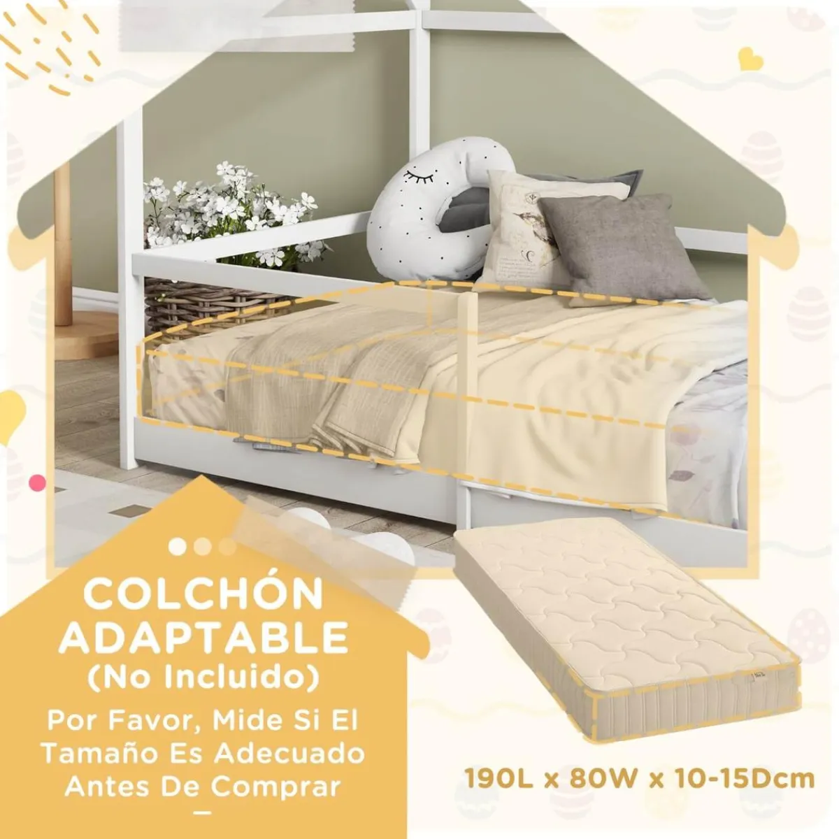 Discount Homcom - Cama infantil en forma de casa Blanco Estilo De Vida