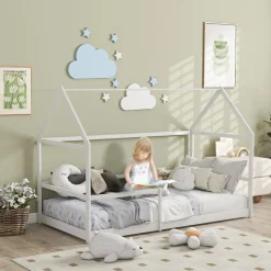 Discount Homcom - Cama infantil en forma de casa Blanco Estilo De Vida
