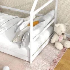 Discount Homcom - Cama infantil en forma de casa Blanco Estilo De Vida