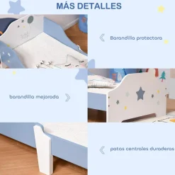- Cama infantil estrellas Azul/Blanco*Homcom Best