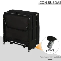 - Cama plegable con cabecera ajustable Negro Estilo De Vida