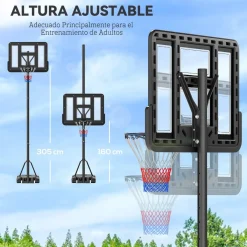 - Canasta completa baloncesto con base 365 cm*Homcom