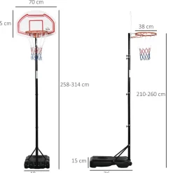 - Canasta completa baloncesto con base 314 cm*Homcom Online