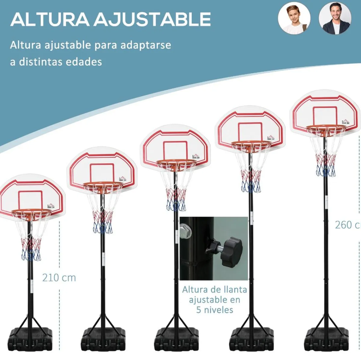 - Canasta completa baloncesto con base 314 cm*Homcom Online