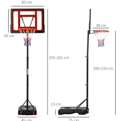 - Canasta de baloncesto de pie ajustable de 295-261 cm*Homcom Best