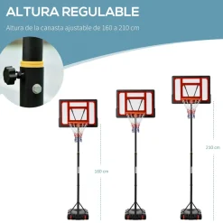 - Canasta de baloncesto de pie ajustable de 295-261 cm*Homcom Best