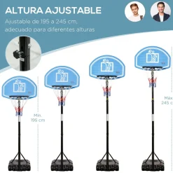 Online - Canasta de baloncesto de pie ajustable de 160-210 cm Deportes
