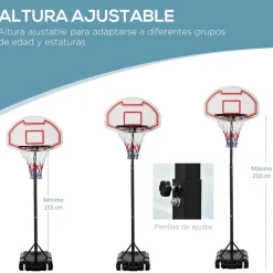 New - Canasta de baloncesto de pie ajustable de 194-249 cm Deportes