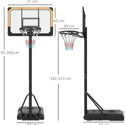 New Homcom - Canasta de baloncesto acero Negro Deportes