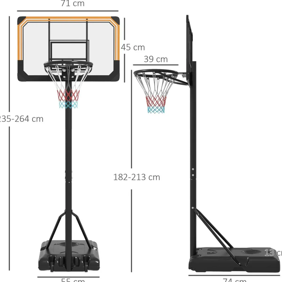 New Homcom - Canasta de baloncesto acero Negro Deportes