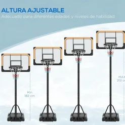 New Homcom - Canasta de baloncesto acero Negro Deportes