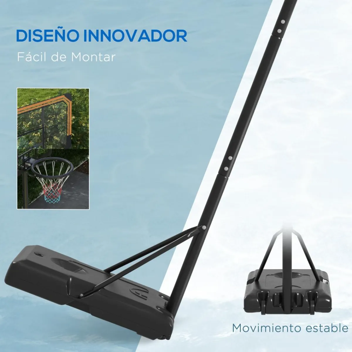 New Homcom - Canasta de baloncesto acero Negro Deportes