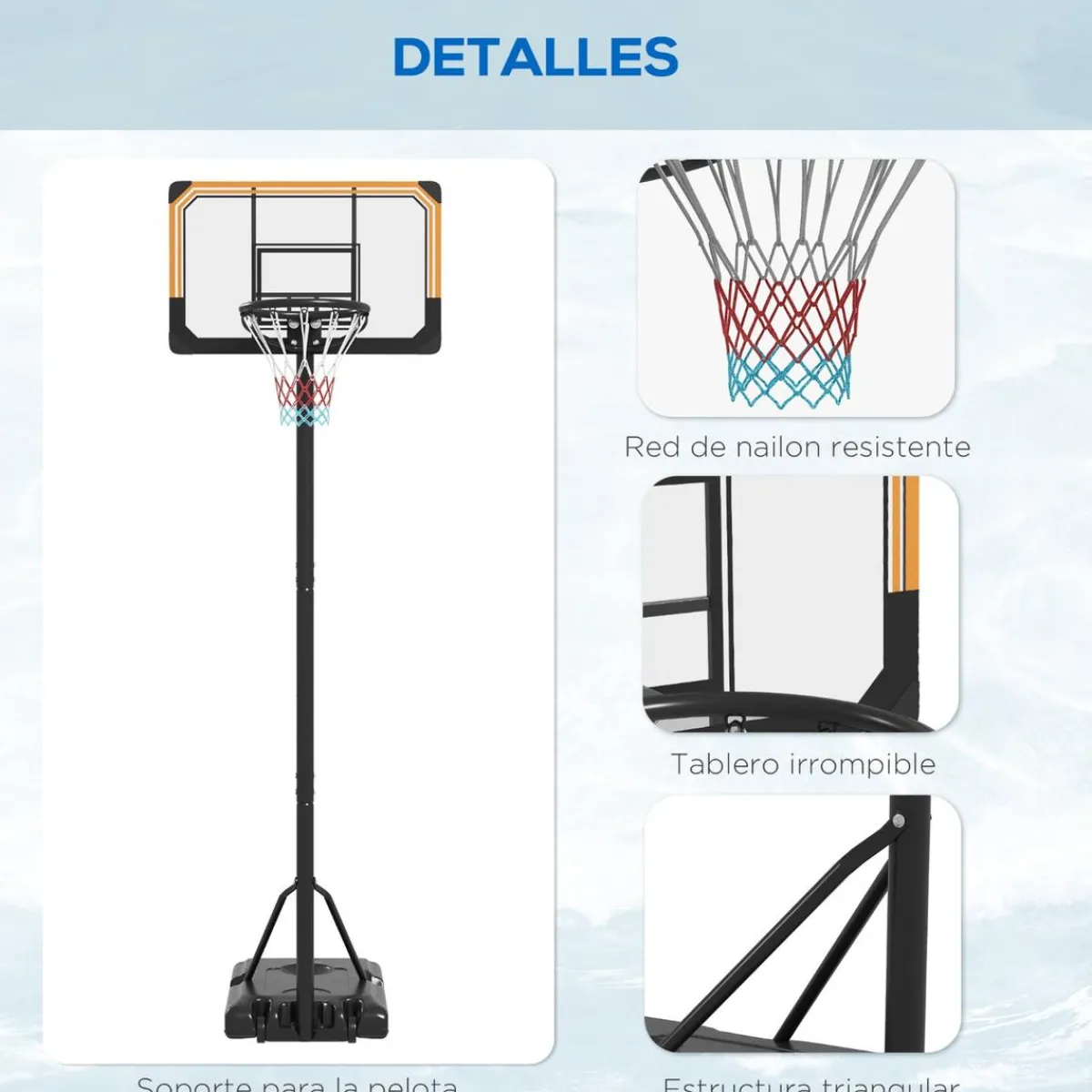 New Homcom - Canasta de baloncesto acero Negro Deportes