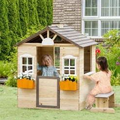 Sale - Casita de jardín de madera con maceteros y banquito Casas