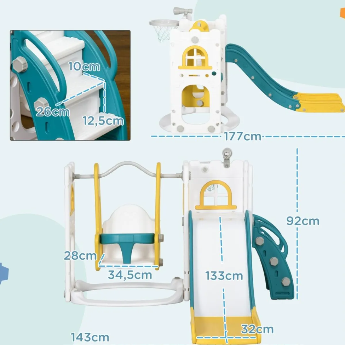 Homcom - Castillo juegos 6 en 1 para interior*AIYAPLAY Online