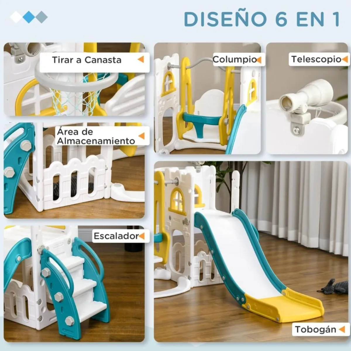 Homcom - Castillo juegos 6 en 1 para interior*AIYAPLAY Online