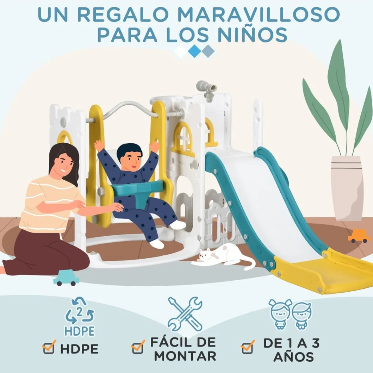 Homcom - Castillo juegos 6 en 1 para interior*AIYAPLAY Online