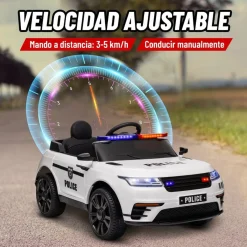 Best Homcom - Coche de policía eléctrico Blanco Vehículos De Batería O A Pedales